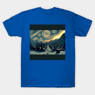 Starry Night Over Hogsmeade Village T-Shirt